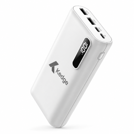 Kedge 20,000mAh Power Bank-Digital Display with Dual USB & Type-C Ports
